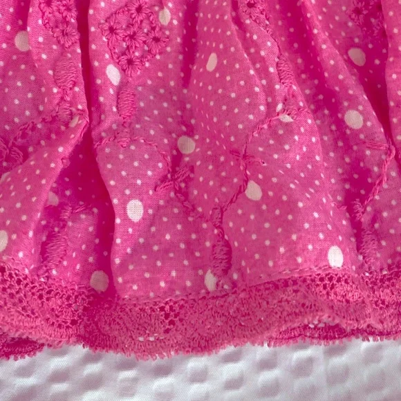 LoveShackFancy Adia Hot Pink Cherry Skirt Pockets Ruffles Polka Dot Small